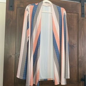 E848 Women's Sz.XL Multi Color Striped Cardigan NWT